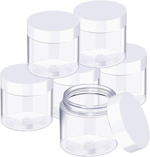 SATINIOR 6 Pack 3 oz Plastic Jars Containers with Lids Wide-mouth Refillable Leakproof Reusable Round Empty Jars for Travel Cosmetic Dry Food Spic...